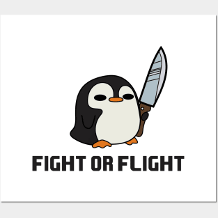 Fight or Flight Funny Penguin Posters and Art